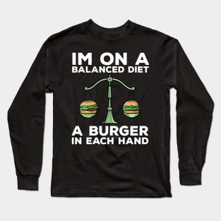 Funny Diet Burger Meme Weightloss Gym Workout Fitness Gift Long Sleeve T-Shirt